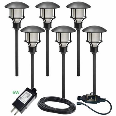 STERNO HOME Sterno Home 241410 0.9W Warm White Plastic LED Path Light Set; Black with Frosted Plastic Lens - 6 Piece 241410